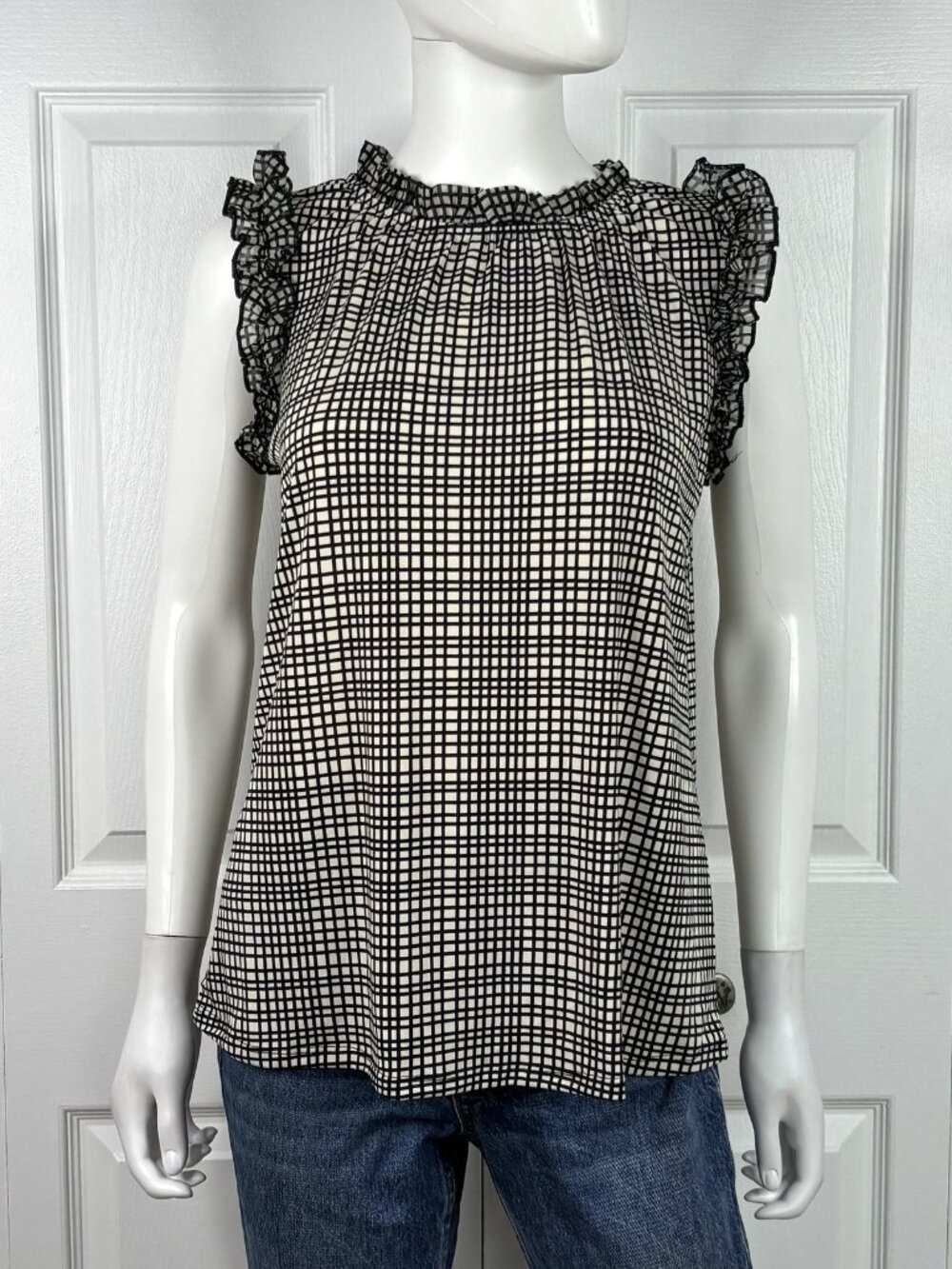 NY COLLECTION women's Short-sleeved plaid summer top small